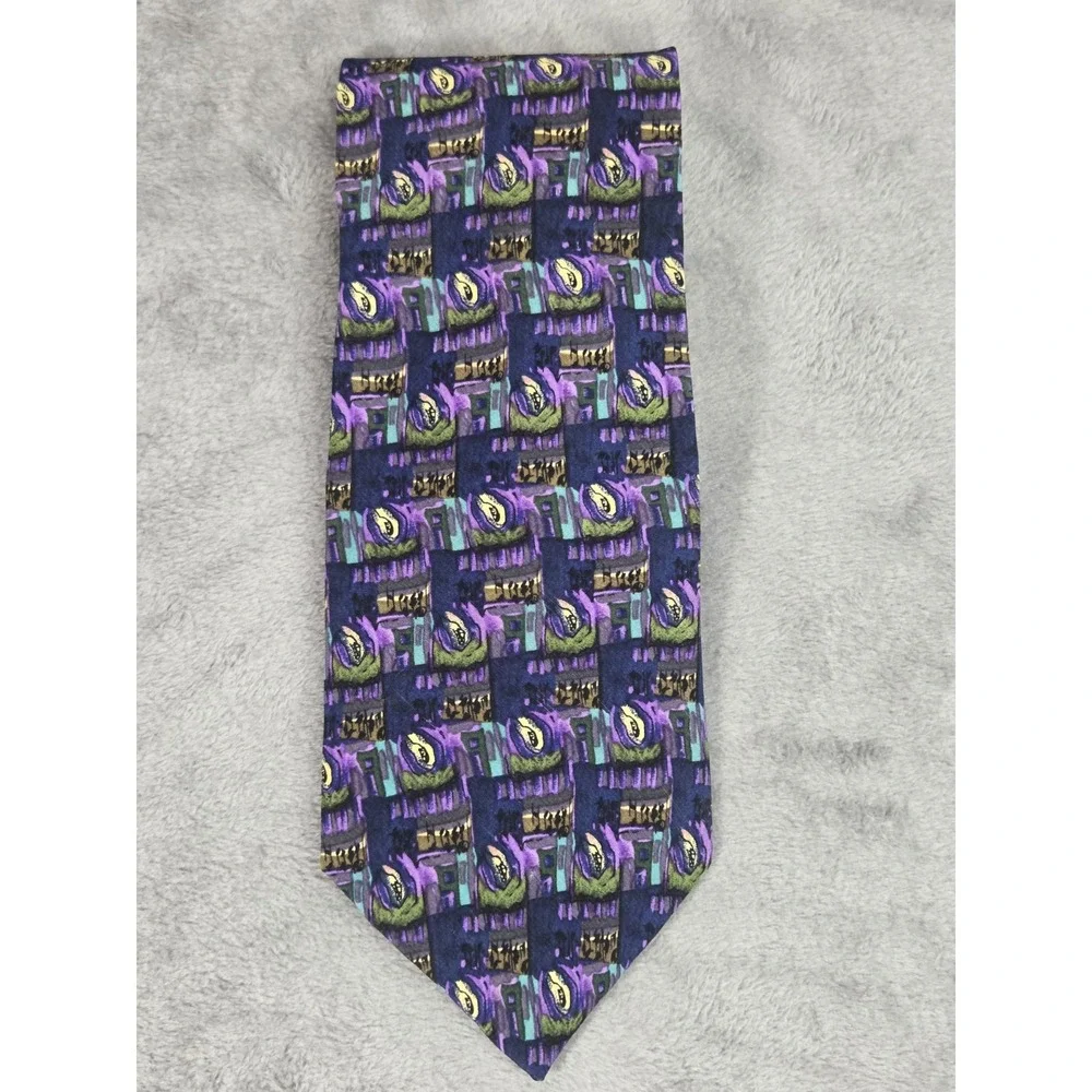 J Garcia Silk Tie Men's Purple Blue Green Black 3.5x56